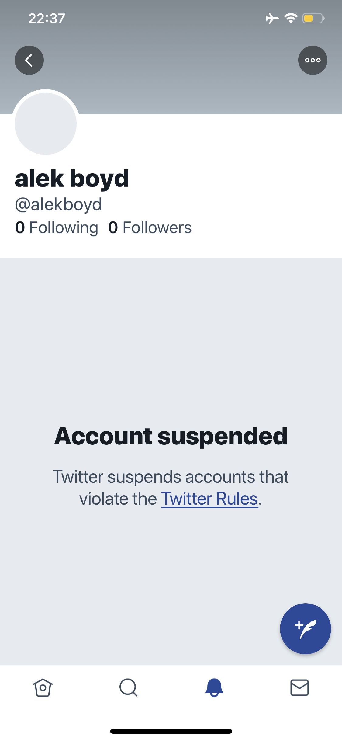 Twitter suspends Alek Boyd account