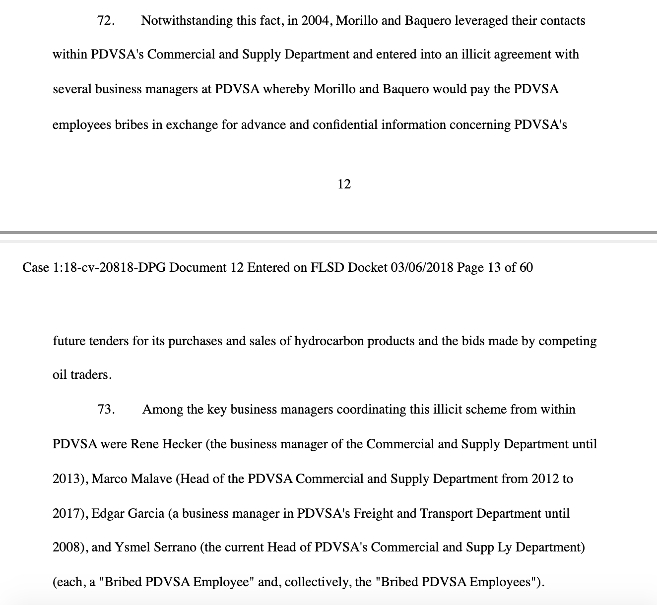 Helsinge bribe payment scheme with PDVSA