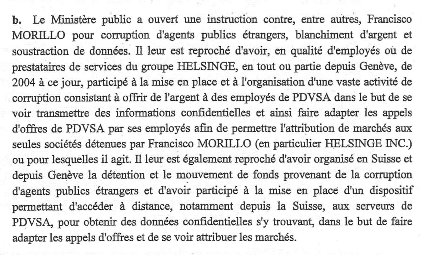 Helsinge's conspiracy to defraud PDVSA - Geneva