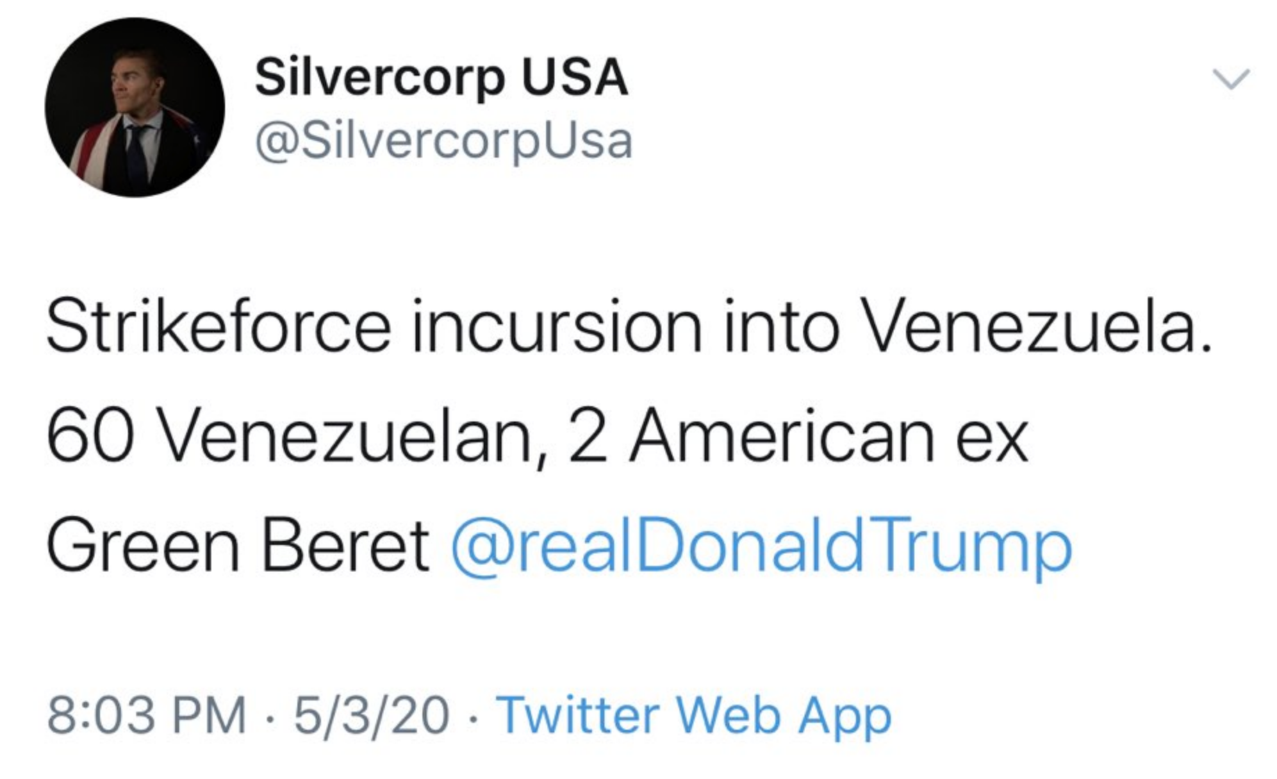 Jordan Goudreau announces coup in Venezuela, copies Donald Trump.