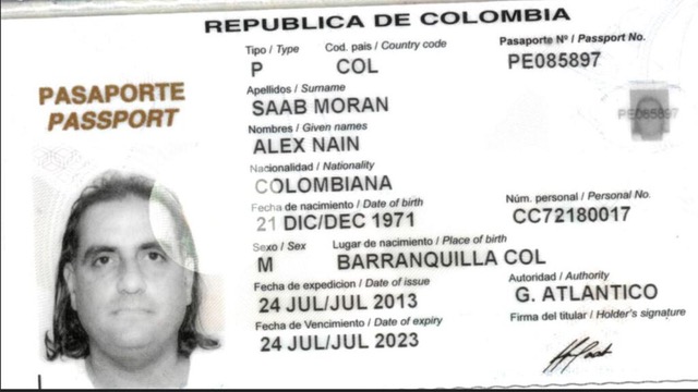 Alex Saab's Colombian passport