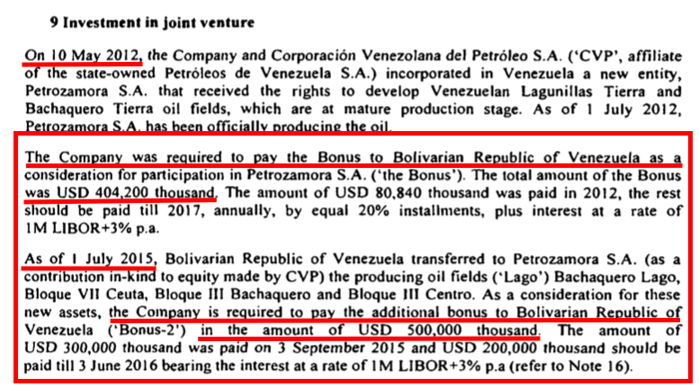 Derwick & Gazprombank bribe payment to join Petrozamora