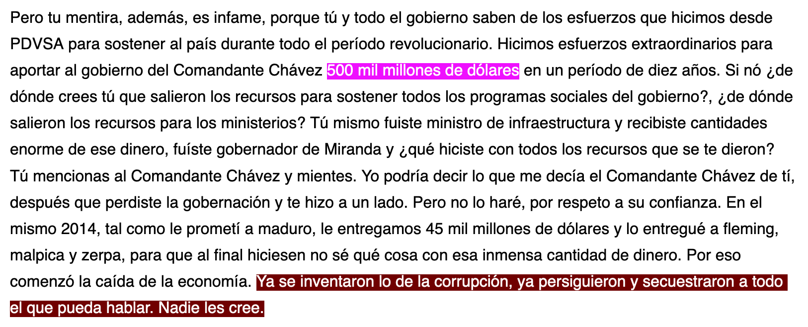 Rafael Ramirez 500bn claim, July 2019.