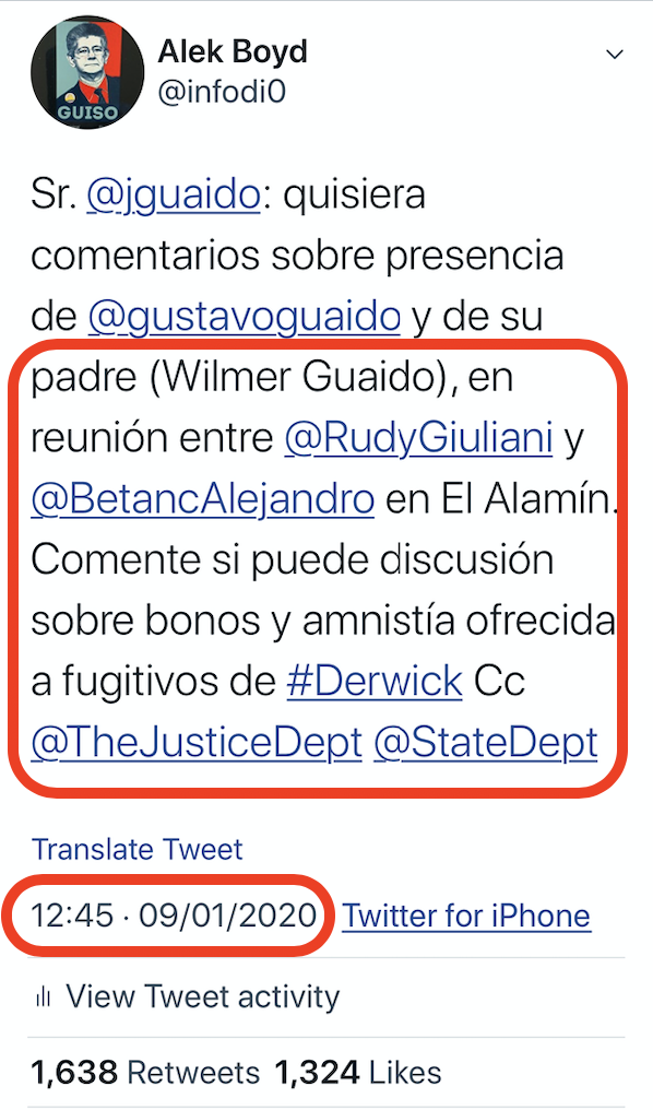 Wilmer Guaido met with Rudy Giuliani in El Alamin