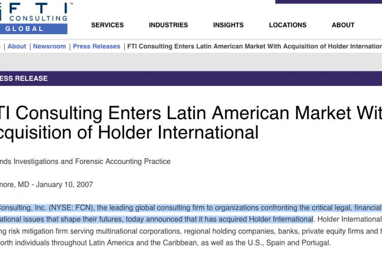 FTI Consulting acquires Holder International