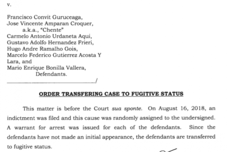 U.S. Justice declares Francisco Convit's a fugitive.