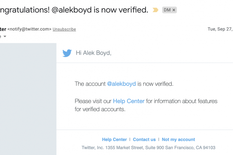 Twitter verified @alekboyd