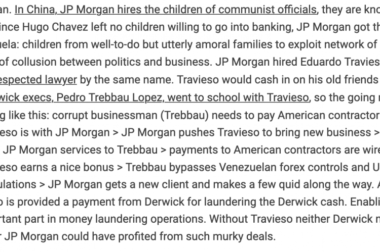 JP Morgan laundering Venezuelan money 