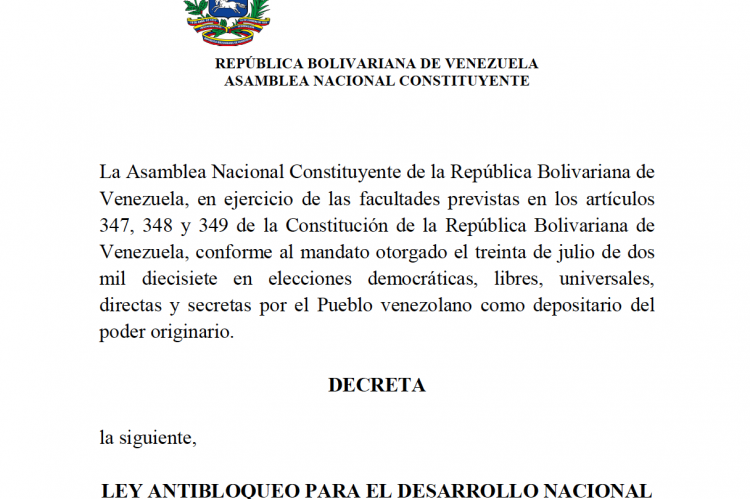 Ley Constitucional Antibloqueo Venezuela