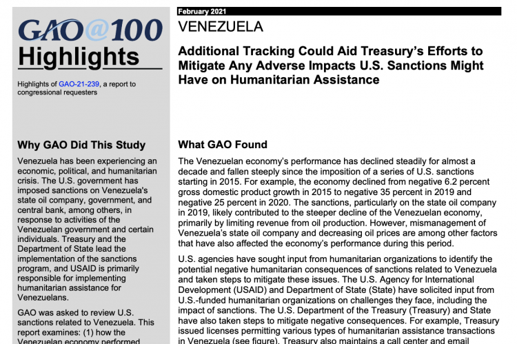 USGAO Venezuela Report