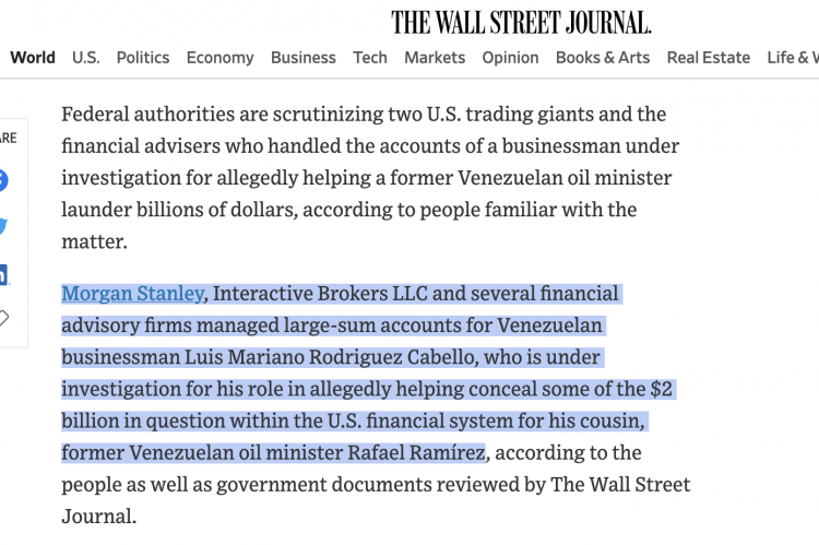 Morgan Stanley and Interactive Brokers Face Federal Scrutiny in Venezuela Probe (WSJ)