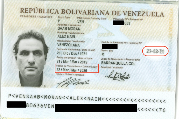 Alex Saab's 'diplomatic passport'
