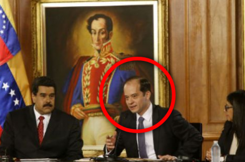Minister of Mines Roberto Mirabal and Nicolas Maduro