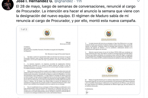 Guaido's prosecutor Jose Ignacio Hernandez resigns