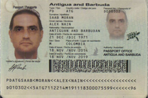 Alex Saab Antigua's passport.