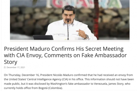 President Maduro Confirms His Secret Meeting with CIA Envoy, Comments on Fake Ambassador Story